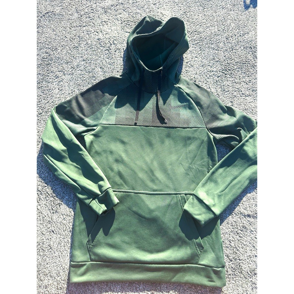 Nike Dri-FIT Hoodie Mens Small Green Black Camo Pullover Training Sweatshirt